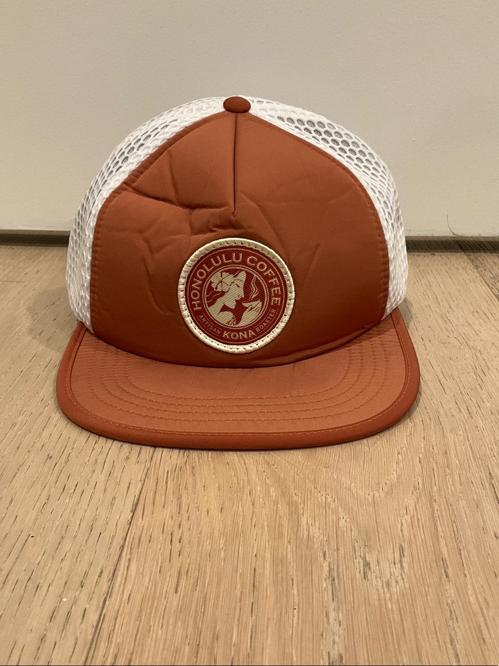 Honolulu Coffee Kona Roaster Rust Orange Mesh Trucker Hat